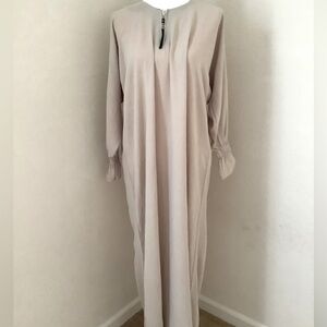 Beige ruffle sleeve abaya
